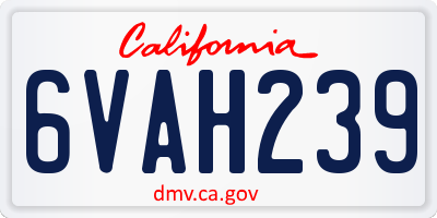 CA license plate 6VAH239