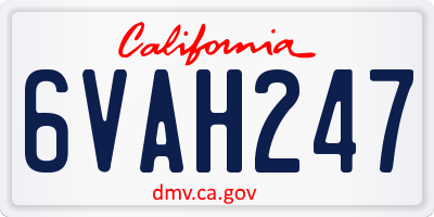 CA license plate 6VAH247