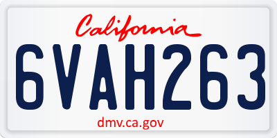 CA license plate 6VAH263