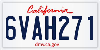 CA license plate 6VAH271