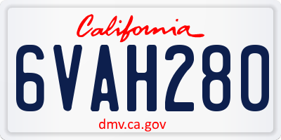 CA license plate 6VAH280