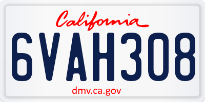 CA license plate 6VAH308