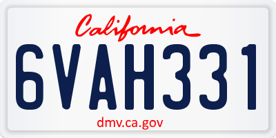 CA license plate 6VAH331