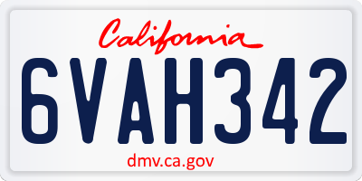 CA license plate 6VAH342