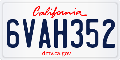 CA license plate 6VAH352