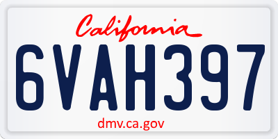 CA license plate 6VAH397