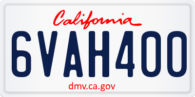 CA license plate 6VAH400