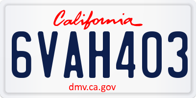 CA license plate 6VAH403
