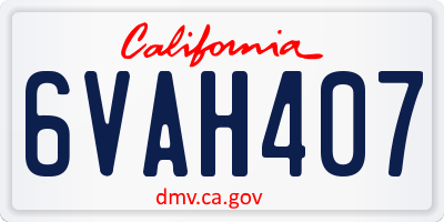 CA license plate 6VAH407