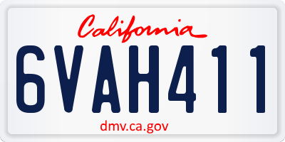 CA license plate 6VAH411