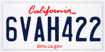 CA license plate 6VAH422