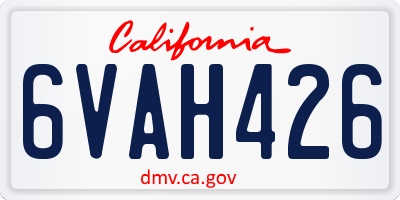 CA license plate 6VAH426
