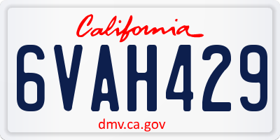 CA license plate 6VAH429