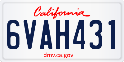 CA license plate 6VAH431
