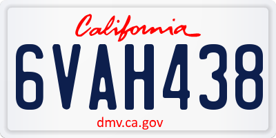 CA license plate 6VAH438