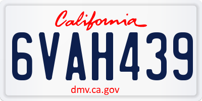 CA license plate 6VAH439