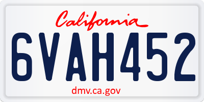 CA license plate 6VAH452