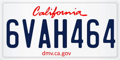 CA license plate 6VAH464