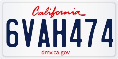 CA license plate 6VAH474