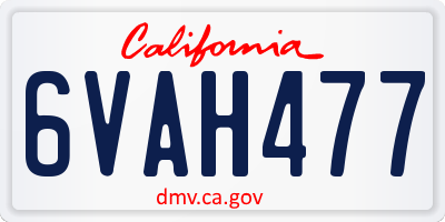 CA license plate 6VAH477