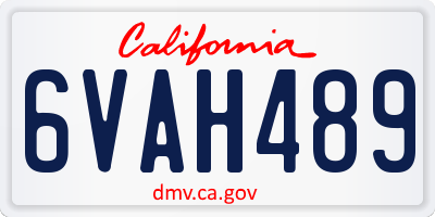 CA license plate 6VAH489