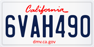 CA license plate 6VAH490