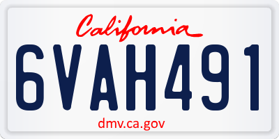 CA license plate 6VAH491