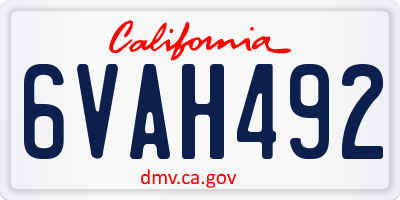 CA license plate 6VAH492
