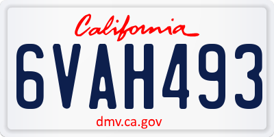 CA license plate 6VAH493