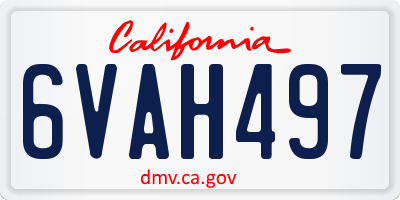 CA license plate 6VAH497