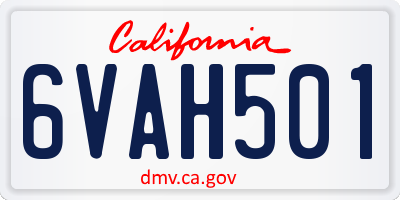CA license plate 6VAH501