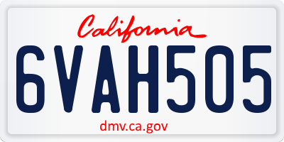 CA license plate 6VAH505