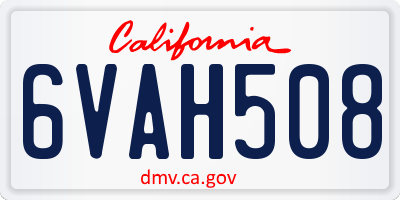 CA license plate 6VAH508