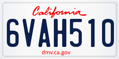 CA license plate 6VAH510