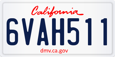 CA license plate 6VAH511