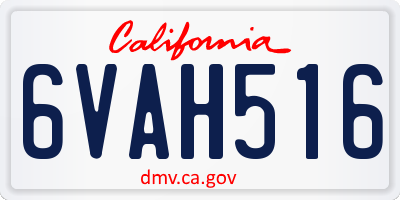 CA license plate 6VAH516