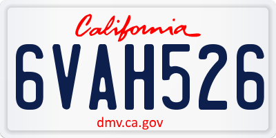 CA license plate 6VAH526