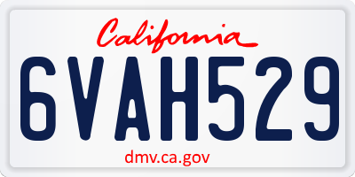 CA license plate 6VAH529