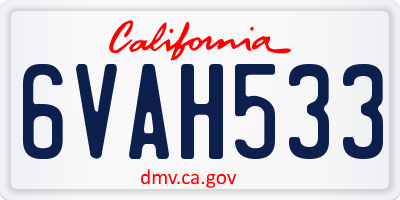 CA license plate 6VAH533