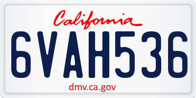 CA license plate 6VAH536