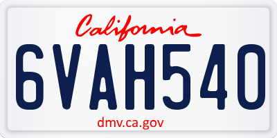 CA license plate 6VAH540