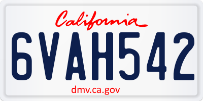 CA license plate 6VAH542