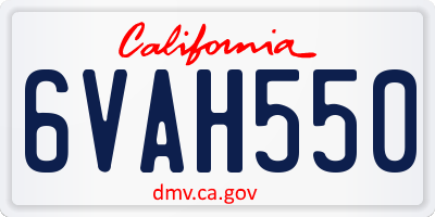 CA license plate 6VAH550