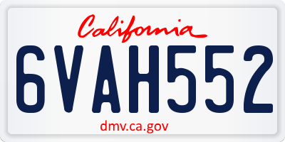 CA license plate 6VAH552