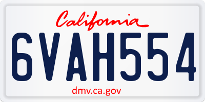 CA license plate 6VAH554