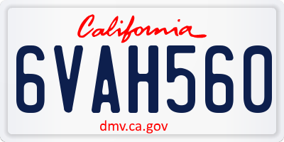 CA license plate 6VAH560