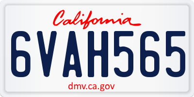 CA license plate 6VAH565