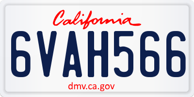 CA license plate 6VAH566