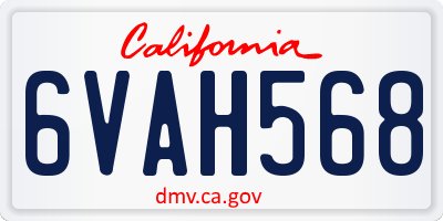 CA license plate 6VAH568