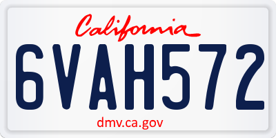 CA license plate 6VAH572